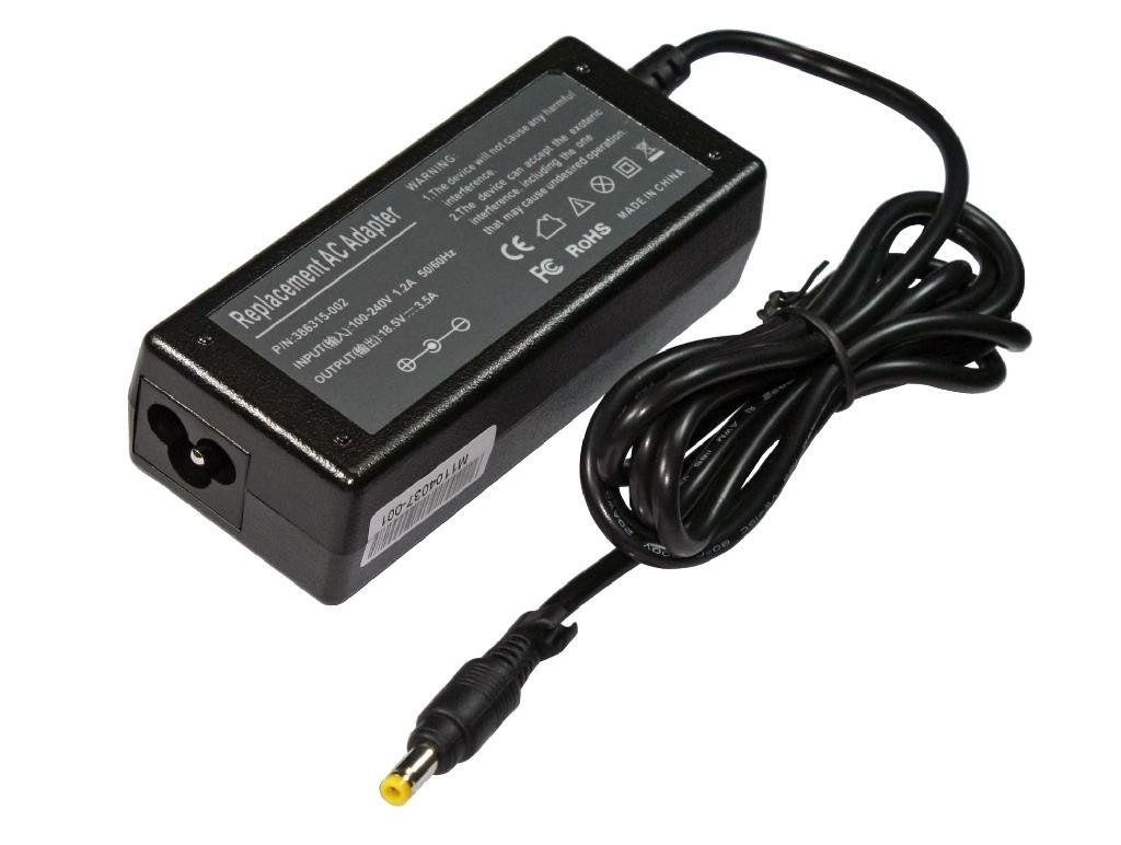  ADAPTER / CHARGER FOR HP / COMPAQ LAPTOP 18.5V 3.5A 65W YELLOW TIP