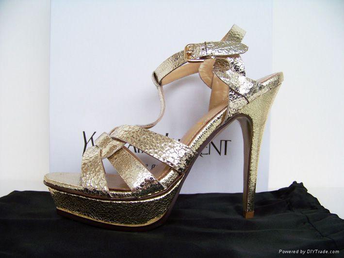 saint laurent gold platform sandals