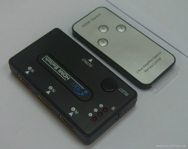 厂家直销3进1出HDMI切换器(带遥控)塑壳 - MIN