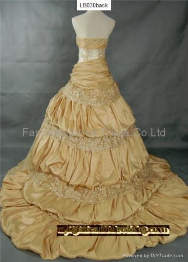 Taffeta Hollow beaded bodice and roses asymmetrical skirt wedding dress 2