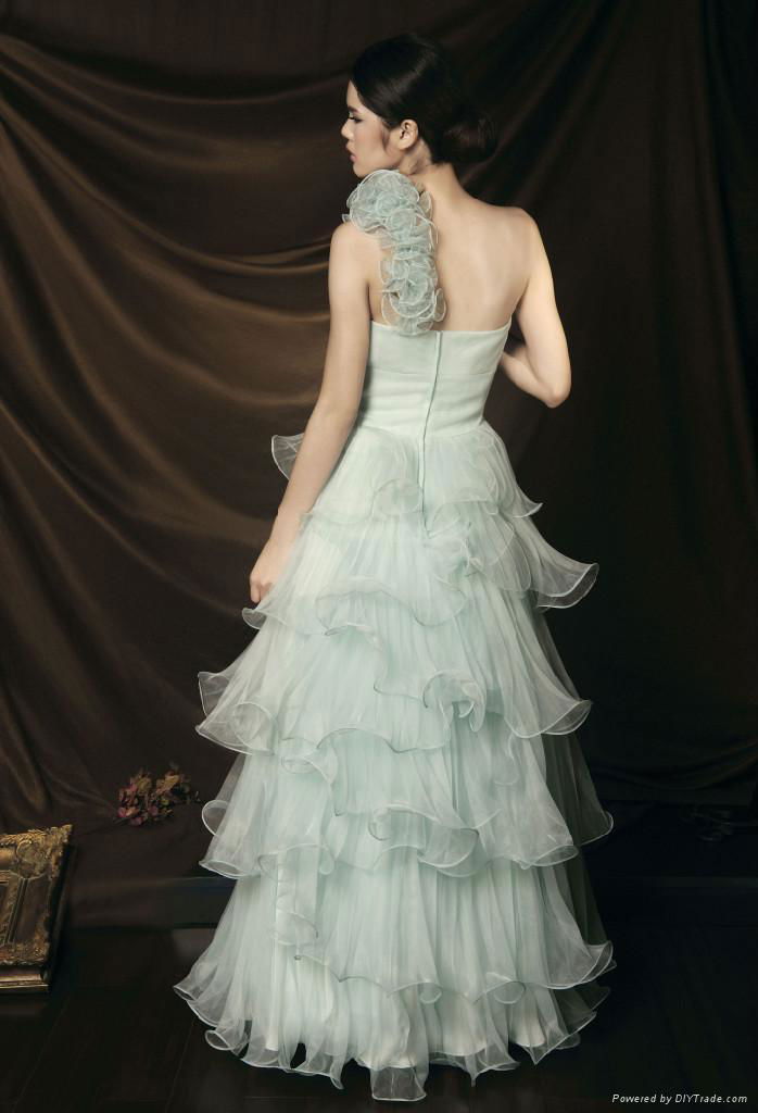 Oneshoulder Green NSN Bridal Evening dress wedding dressLA1177 2