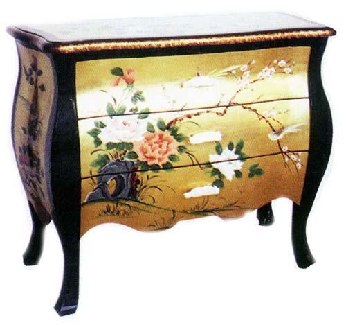 Gold leaf background hand painted cabinet