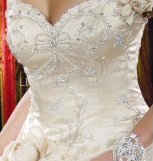 2011 Aline sleeveless elegant satin lace wedding dresses 2