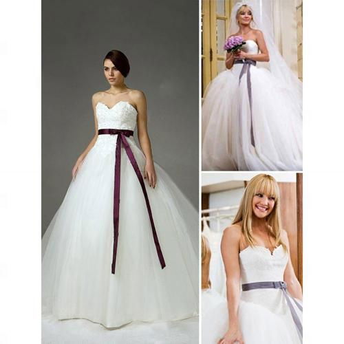 Ball Gown Sweetheart Chapel Train Satin Tulle Celebrity Wedding Dress