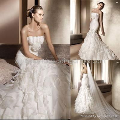 Wholesale 2011pronovias Alfil organza stapless flower wedding gown wedding