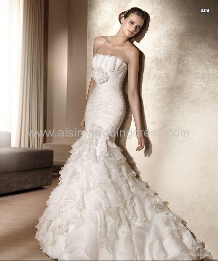 Wholesale 2011pronovias Alfil organza stapless flower wedding gown wedding 