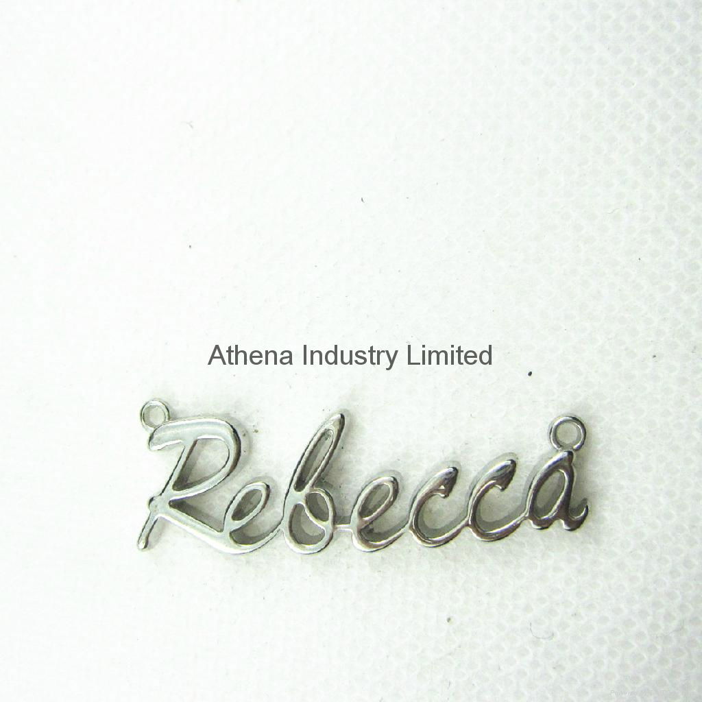 Metal name / alphabet plate necklace pendant fashion jewelry 1