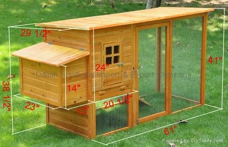 Duplex Wood Chicken Coop Poultry Cage Hen Rabbit House Run Area Ladder 