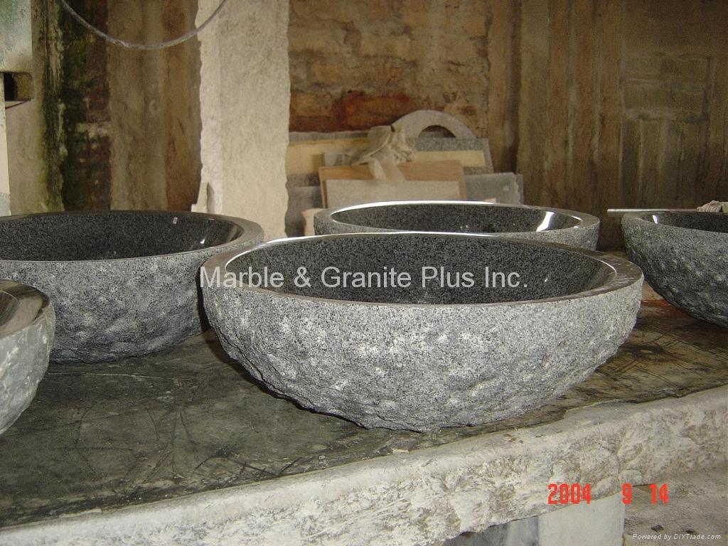 Granite bowl sink with natural cleft finish exterior (China ...