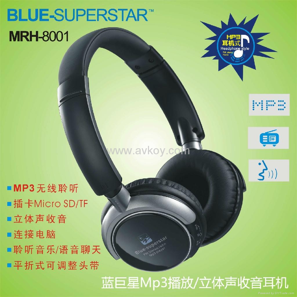 Headphone không dây nghe nhạc từ thẻ nhớ MRH 8006Q  Kiểu dáng xiteen, giá rẻ