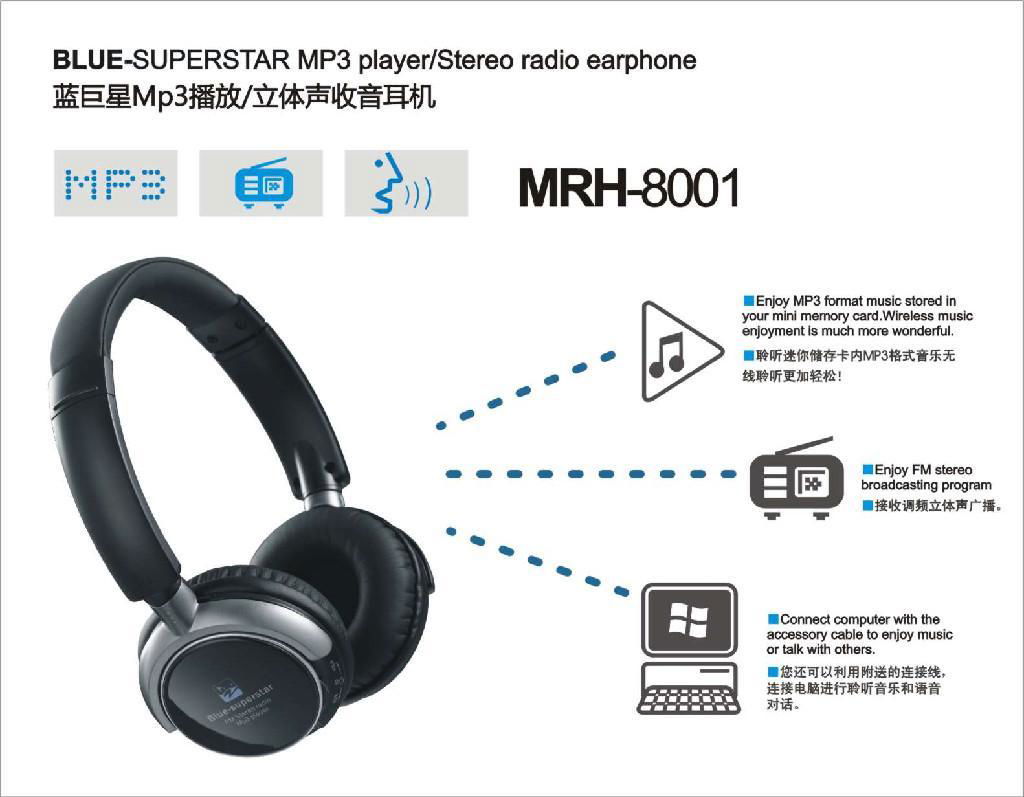 Headphone không dây nghe nhạc từ thẻ nhớ MRH 8006Q  Kiểu dáng xiteen, giá rẻ
