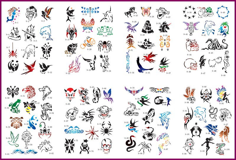 airbrush temporary tattoo stencils. stencils airbrush tattoo 100 desing vinyl reusable