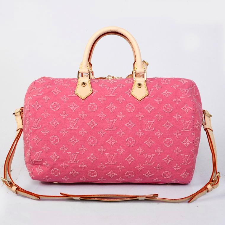 Brand new 2013 LV pink denim luggage bag speedy - M40831 ...