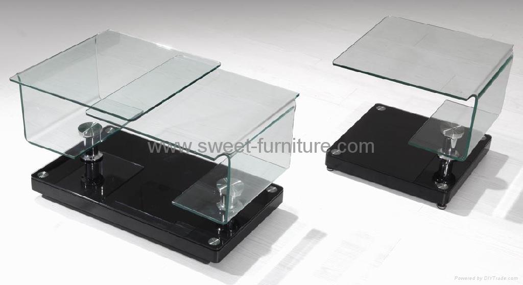 Extension curved glass coffee table