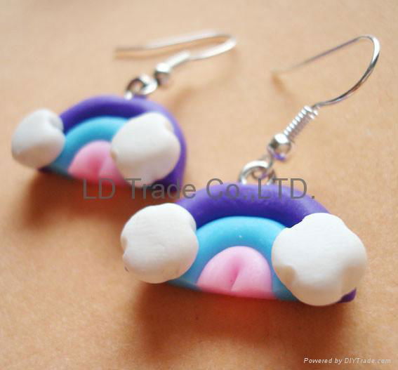 FIMO nature cloudy rainbow animal Pendant earring dropping 1