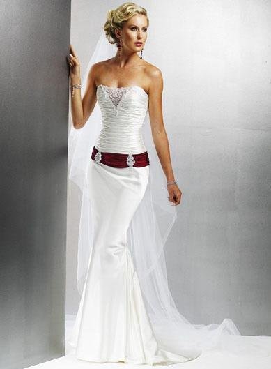 White wedding dress for evening party design by famous bridal dress gown