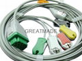 GE- Marquette one piece cable with 5-lead IEC Snap Leadwires 