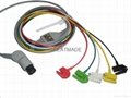 One piece cable with 5-lead ,IEC , Grabber Leadwires, angled connector 