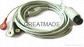 One piece cable with ３-lead ,AHA ,Snap Leadwires, straight  connector 