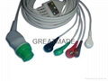 Mennen One Piece 5-Lead cable with AHA Snap leadwires 