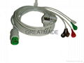 Spacelab one piece cable with 5-lead AHA Snap leadwires 