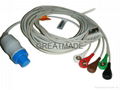 Datex one piece cable with 5-Lead,Snap , AHA leadwires 