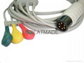 GE Pro1000 3-Lead ecg cable with 3-lead IEC snap ECG leadwires 