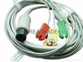 GE Pro1000 3-Lead ecg cable with 3-lead IEC grabber ECG leadwires 