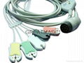 Nihon Kohden one piece ecg cable with 5-lead grabber leadwires, 8PIN   