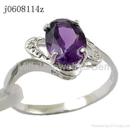 Sterling silver precious stone jewelry ring 4