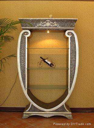 Flower Mirror on Wine Cabinet  Console  Mirror  Flower Stand  Moon Boat Style Furniture