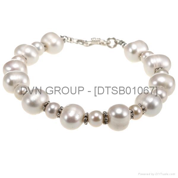 Silver Plated Pearl Bracelet - DTSB#1066to10