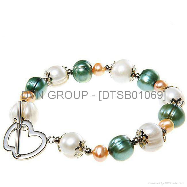 Silver Plated Pearl Bracelet - DTSB#1066to10