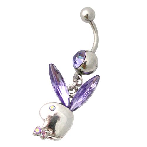 Austrian Pink Crystal Playboy Belly Button Ring Piercing - JBR008 (Canada 