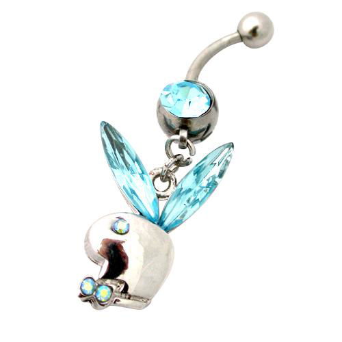 Austrian Pink Crystal Playboy Belly Button Ring Piercing - JBR008 (Canada 