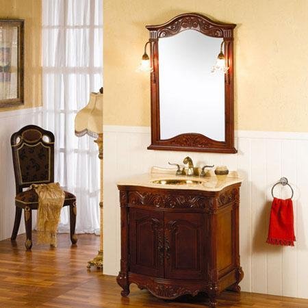 oak solid wood bathroom vanity cabinet furniture with counter top Vanity Cabinet