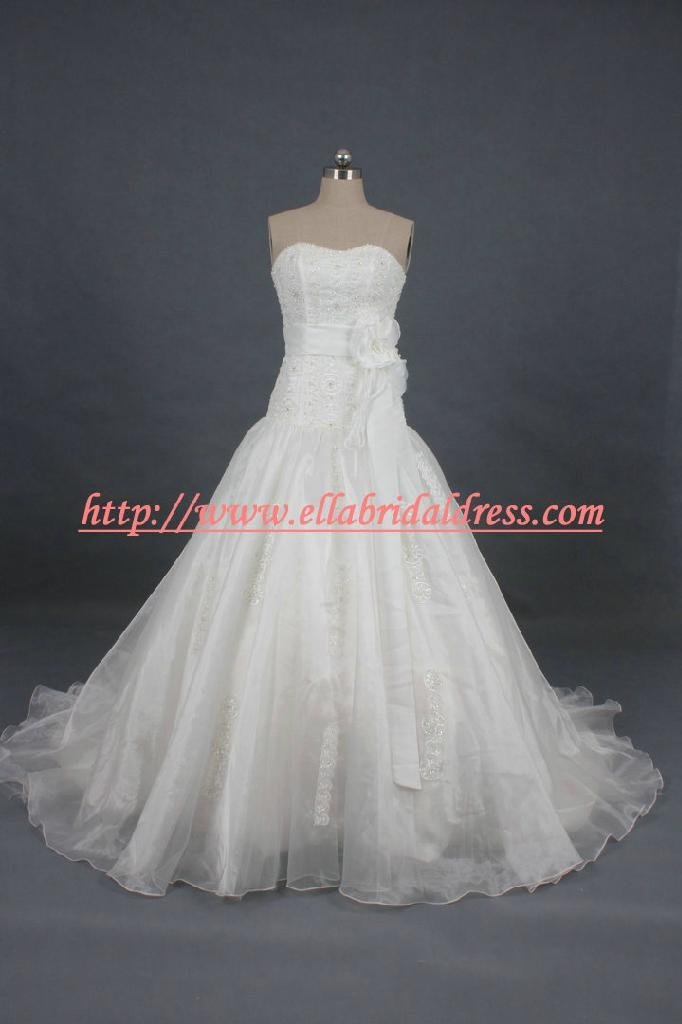 Ball Gown Strapless Beaded Wedding Dress With Long Train