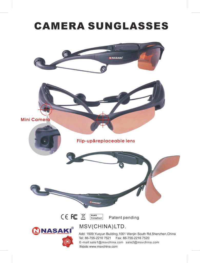   Camera on Spy Camera Sunglasses With Mp3  2gb   Nk878   Nasaki  China Trading