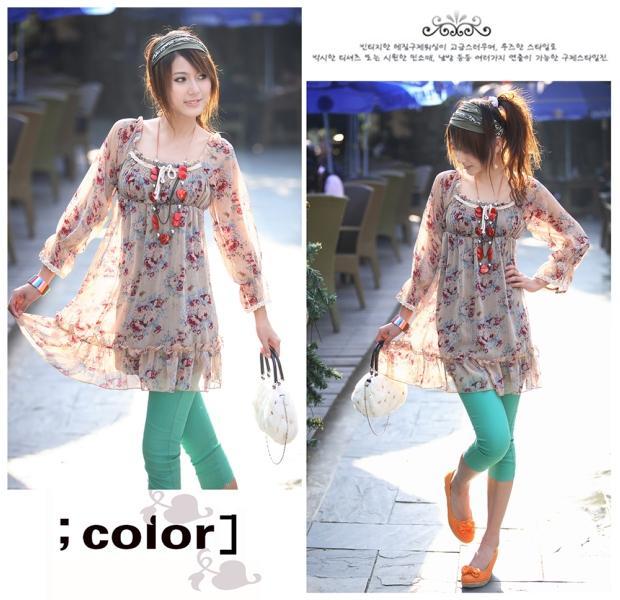 Korean Style Fashion Colorful Dazzle Chiffon Dress 2