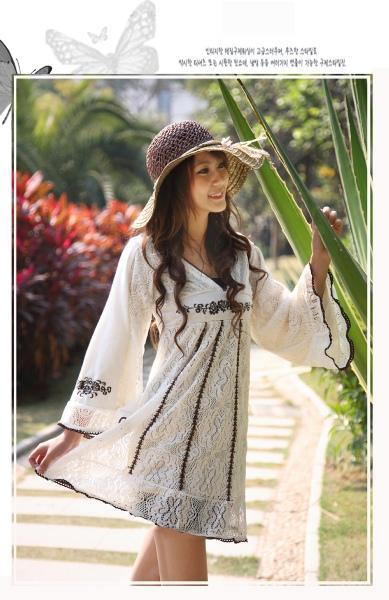 Korean Style Hollow-out Knitting Lace Dress 3