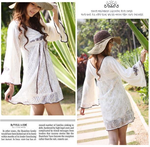 Korean Style Hollow-out Knitting Lace Dress 4