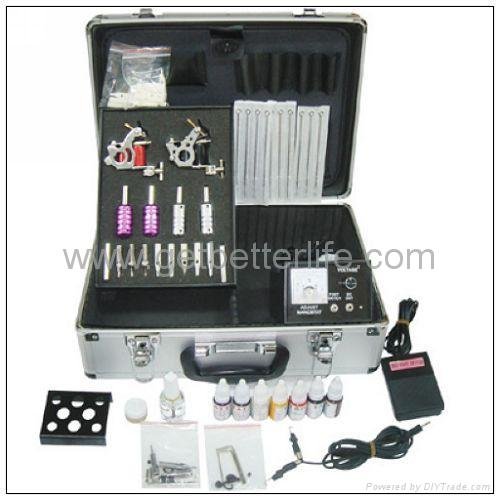 TATTOO KIT 2 GUNS 4 TUBES with GRIPS Needle/ 7 INK WS-K058
