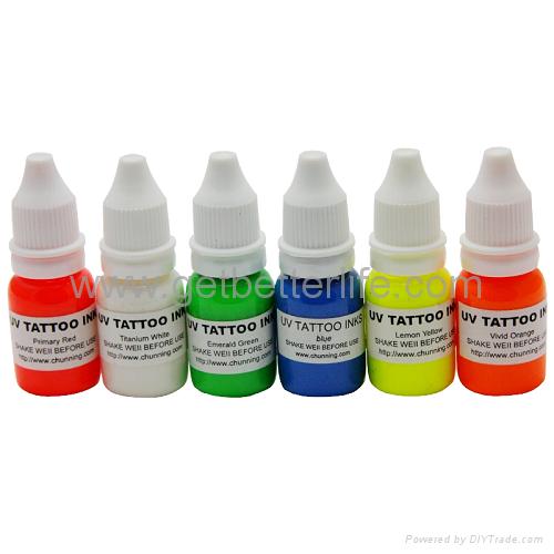 tattoo suplies 12 colors WIZARD BLACKLIGHT UV Tattoo Glow Ink 1/4oz(7.5ml) 