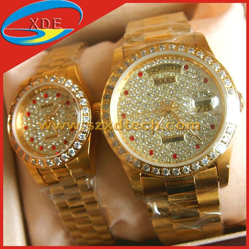 Replica Rolex Watch with diamond Golden Watch Woman and man watches