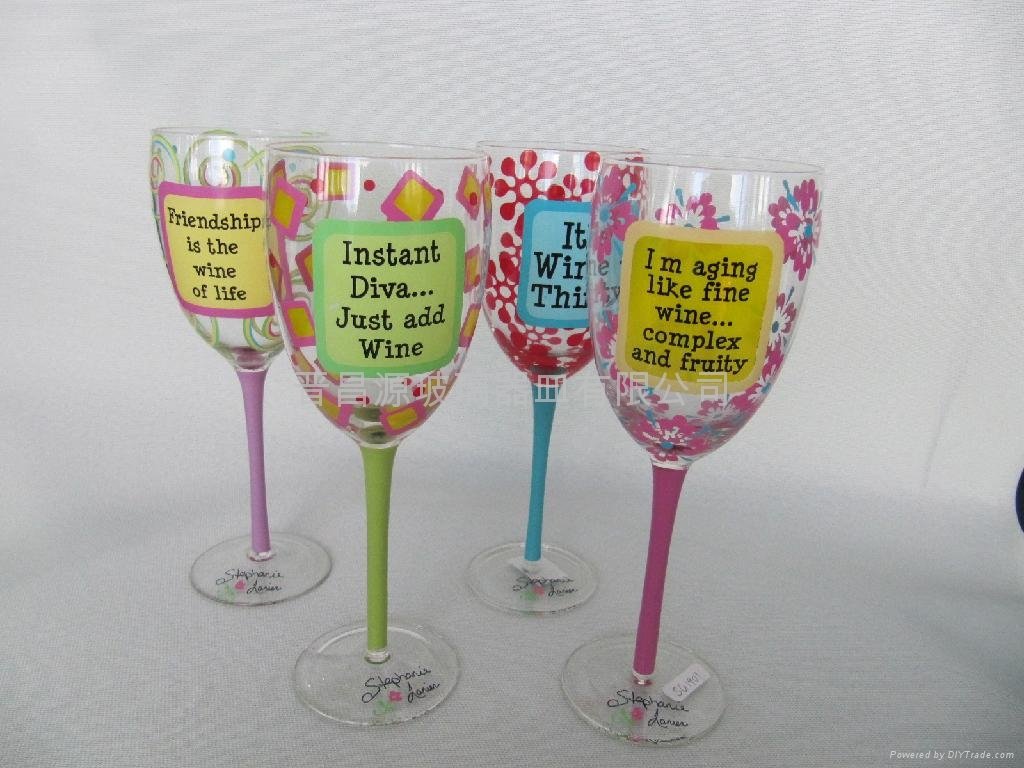 Wine glass  Trading  Goldland painting glass SG1095   wine  designs Company painting hand (China
