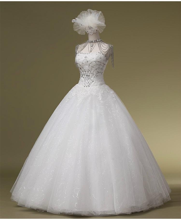 齐地婚纱礼服韩版新款2014大码修身抹胸复古绑带新娘婚纱白色