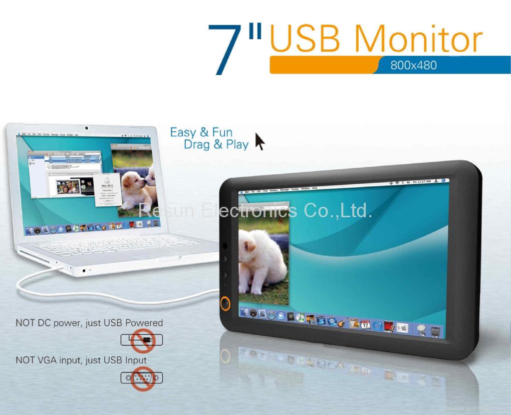7 inch USB Powered TFT LCD Monitor USB for VGA input Touch Screen