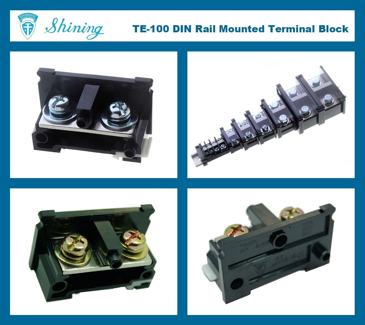  TE-100 Combined Type 100A Top Hat Rail Terminal Block Connector