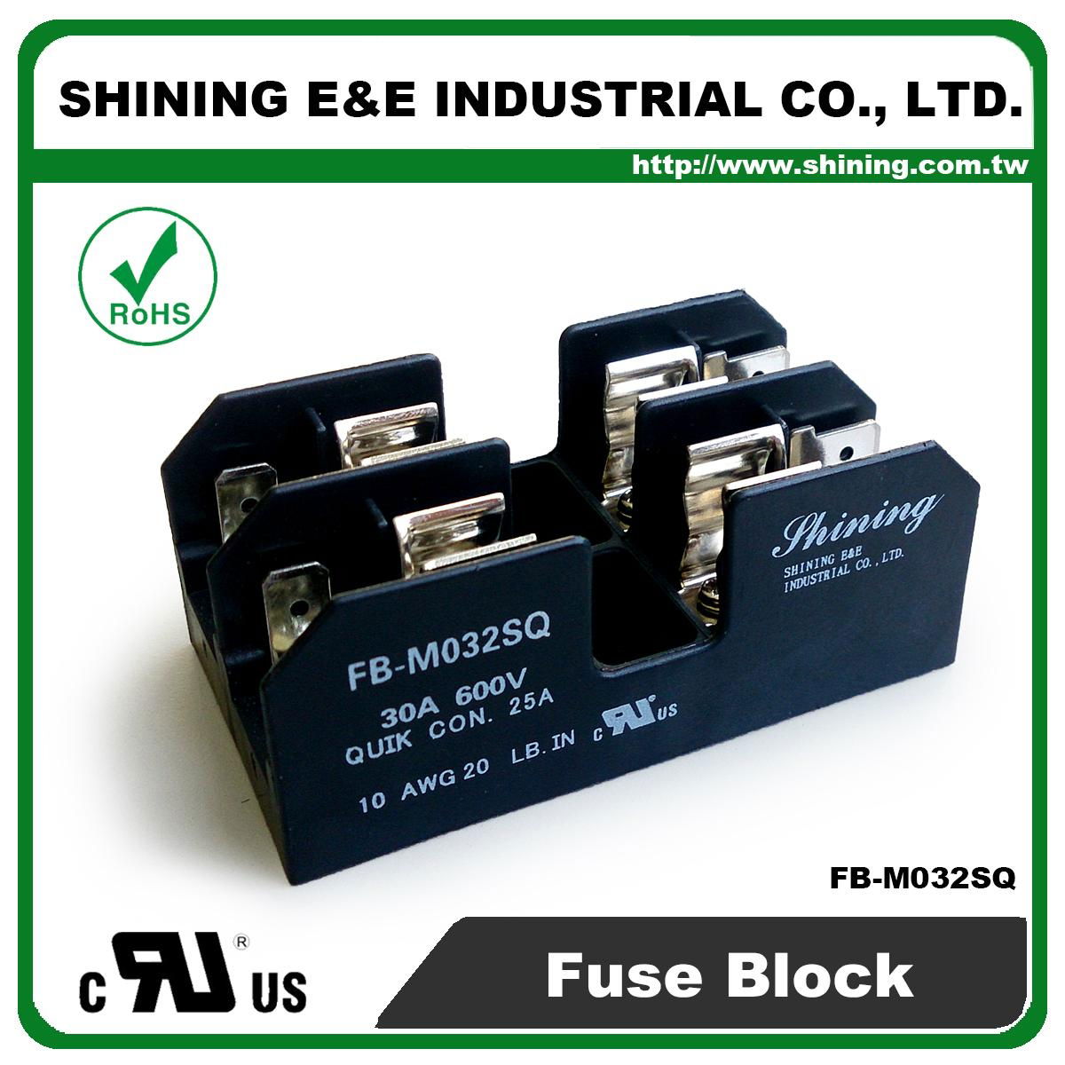 FB-M032SQ 600V 30Amp 2-Way UL 10x38 Ceramic Midget Fuse Block