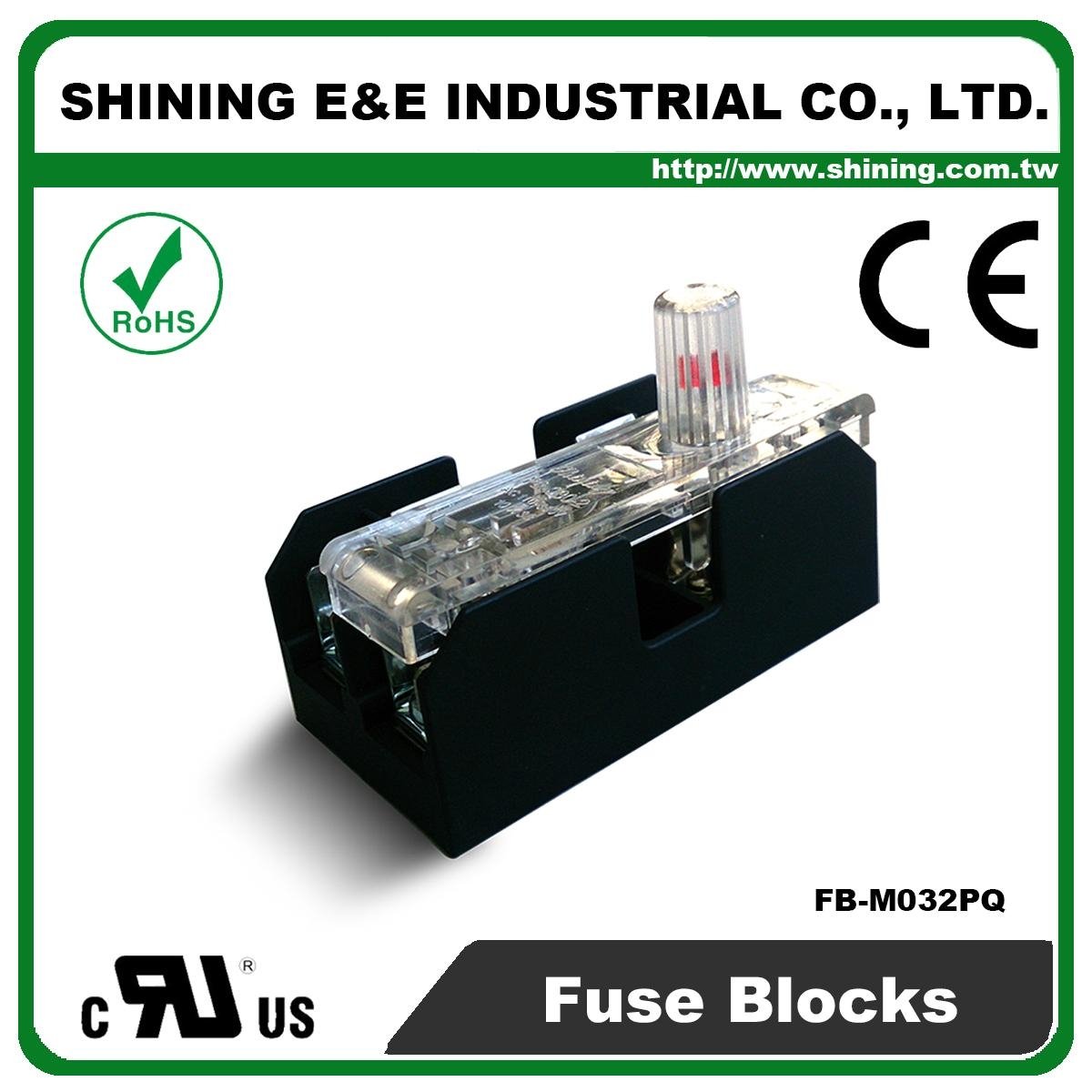 FB-M032PQ 600V 30Amp 2 Way UL 10x38 Ceramic Midget Fuse Block